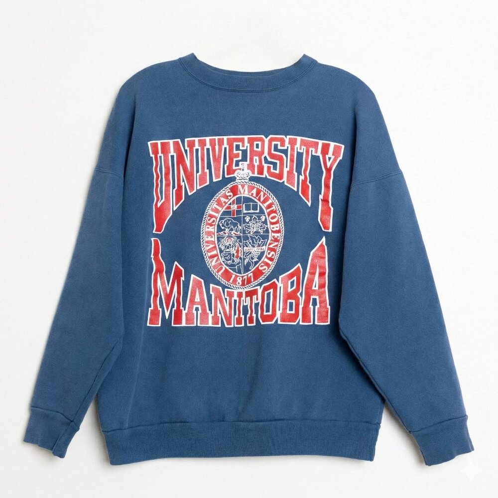 Vintage University of Manitoba Sweatshirt 90s Balboa Beach Club Blue Large